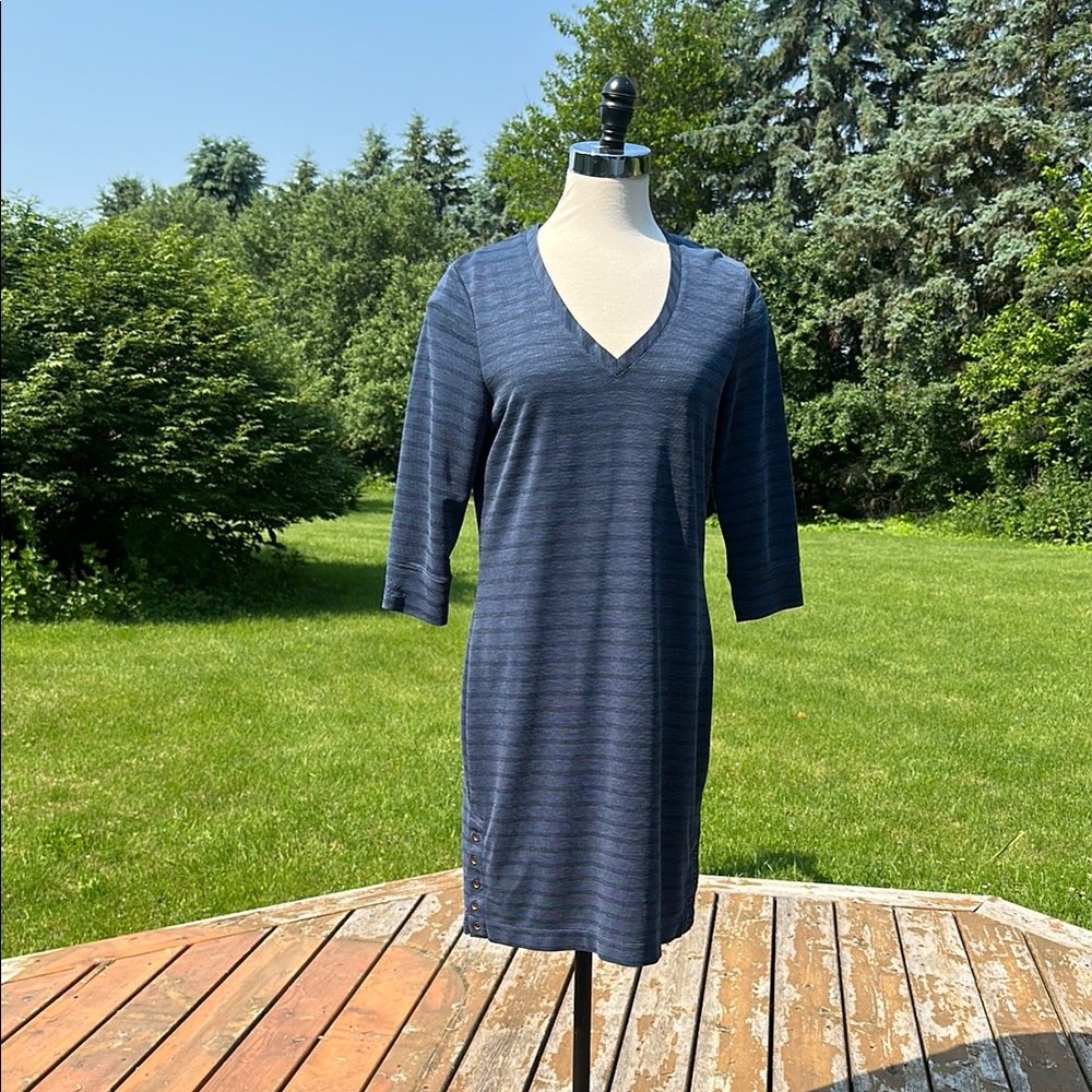 Dubarry of Ireland Blue Modal Dress Size 4 V-Neck Lightweight Travel